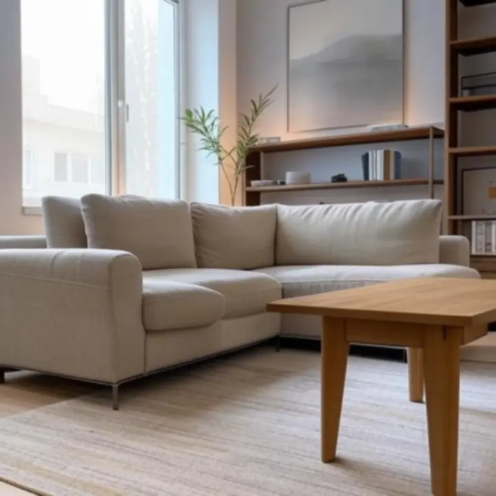 Elegancki salon umeblowany bestsellerowymi sofami, stołem i stolikami w ciepłej aranżacji