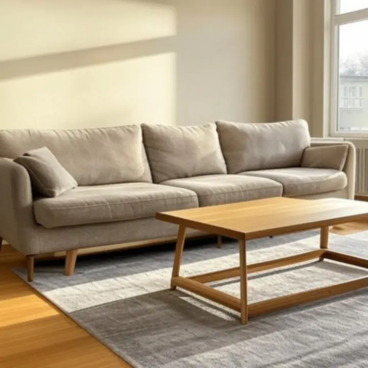 Nowoczesny salon z sofą, stolikiem kawowym i meblami RTV marki MeblooCraft.